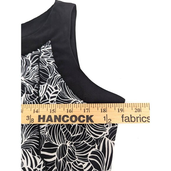 Perceptions New York Women Black and White Floral Design Sleeveless Dress Sz 12 - Picture 6 of 9
